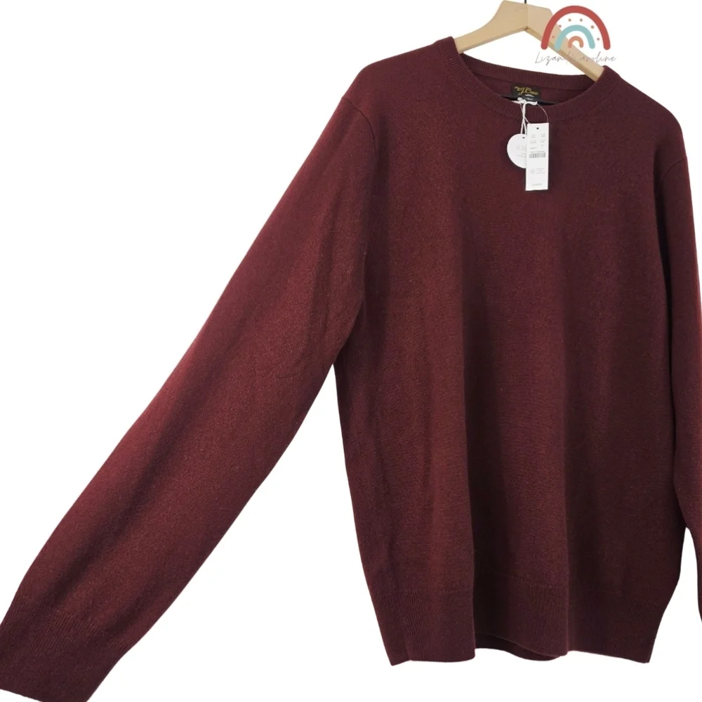 New! J. Crew Cashmere Crewneck Sweater in Port Wine